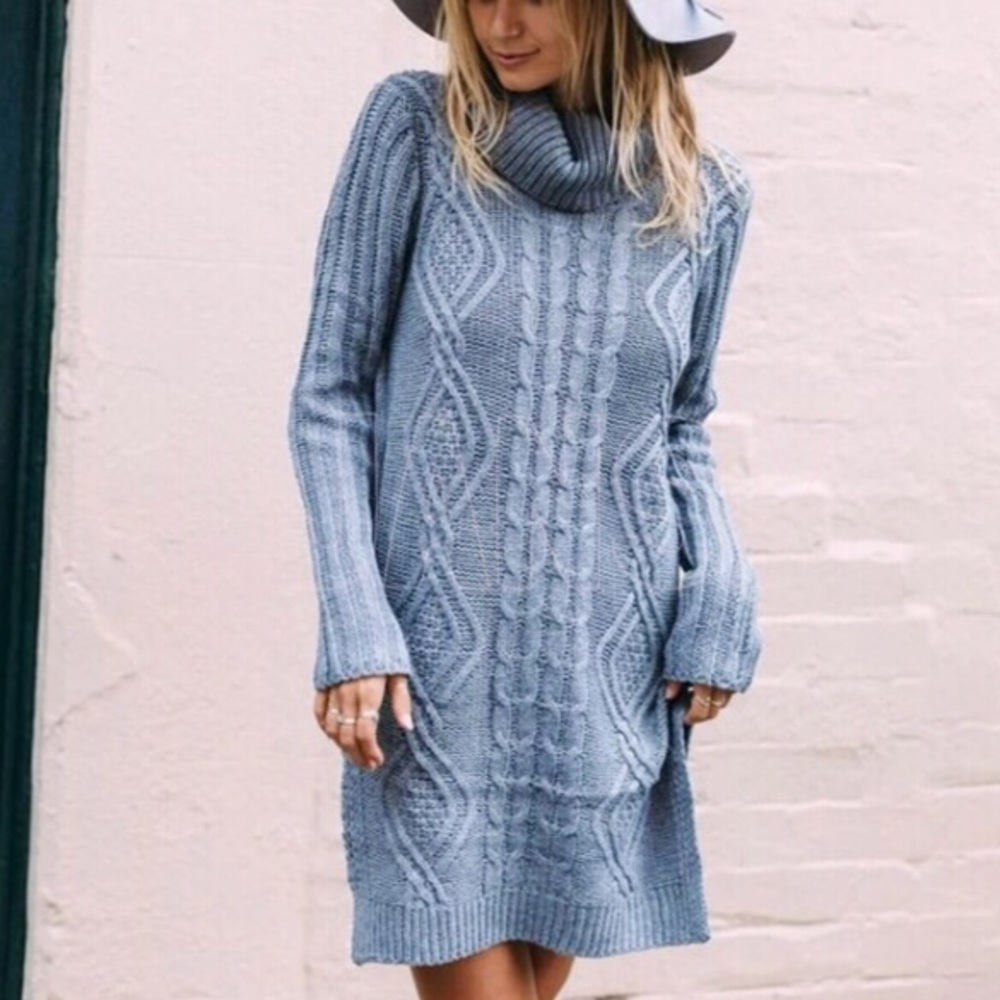 Blue Sweater Dress - Picture 3 of 8